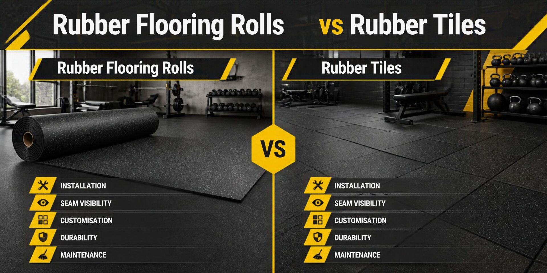 Rubber Flooring Rolls vs Rubber Tiles